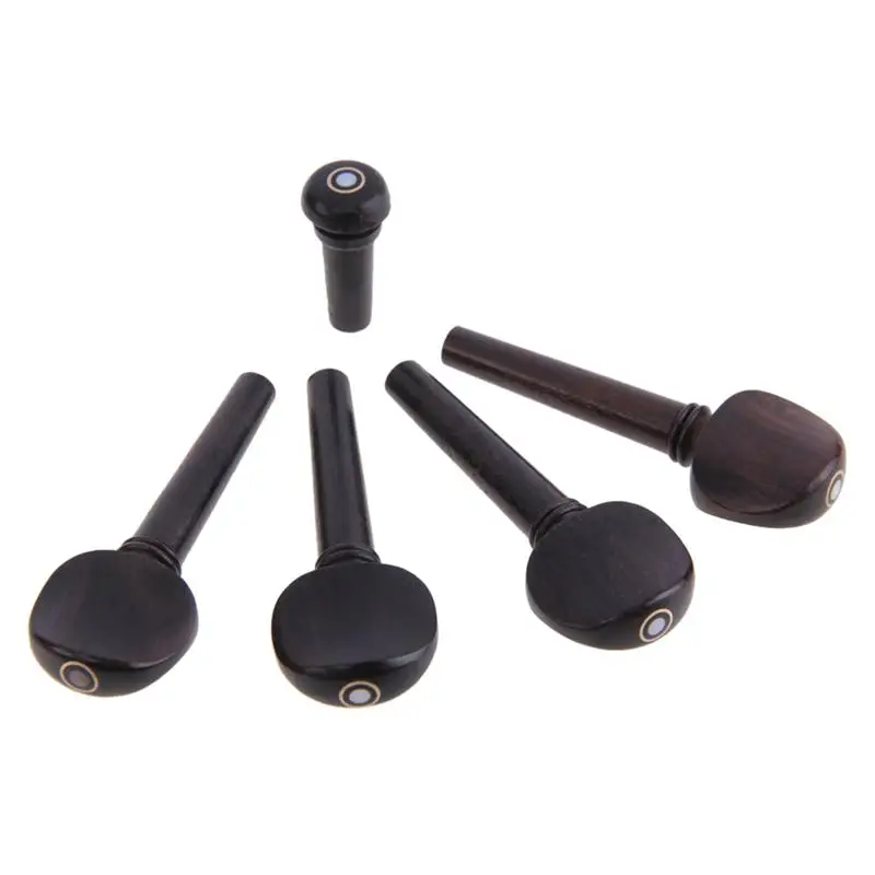 Natrual Ebony Wood Violin Pegs / Chin Rest End Pin Tuners Tail Gut for 4/4 | Спорт и развлечения