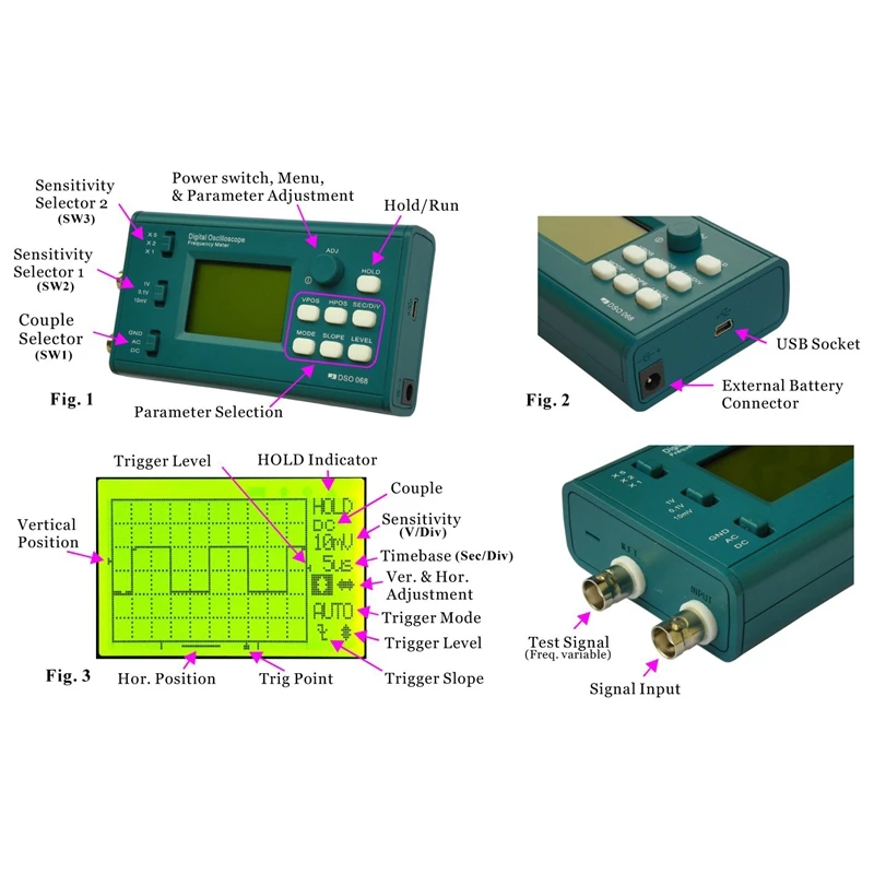 Профессиональный Dso068 20Msa/S 3 МГц осциллограф Lcd цифровой измеритель частоты для