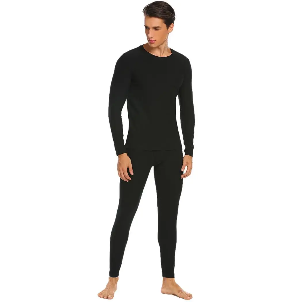 Мужская с круглым вырезом длинным рукавом Однотонная 2 пижамы ночное белье