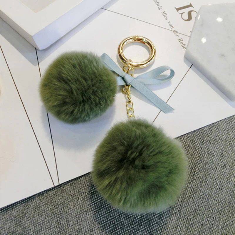 Double rabbit hair ball fashion bow bag pendant key chain car | Автомобили и мотоциклы