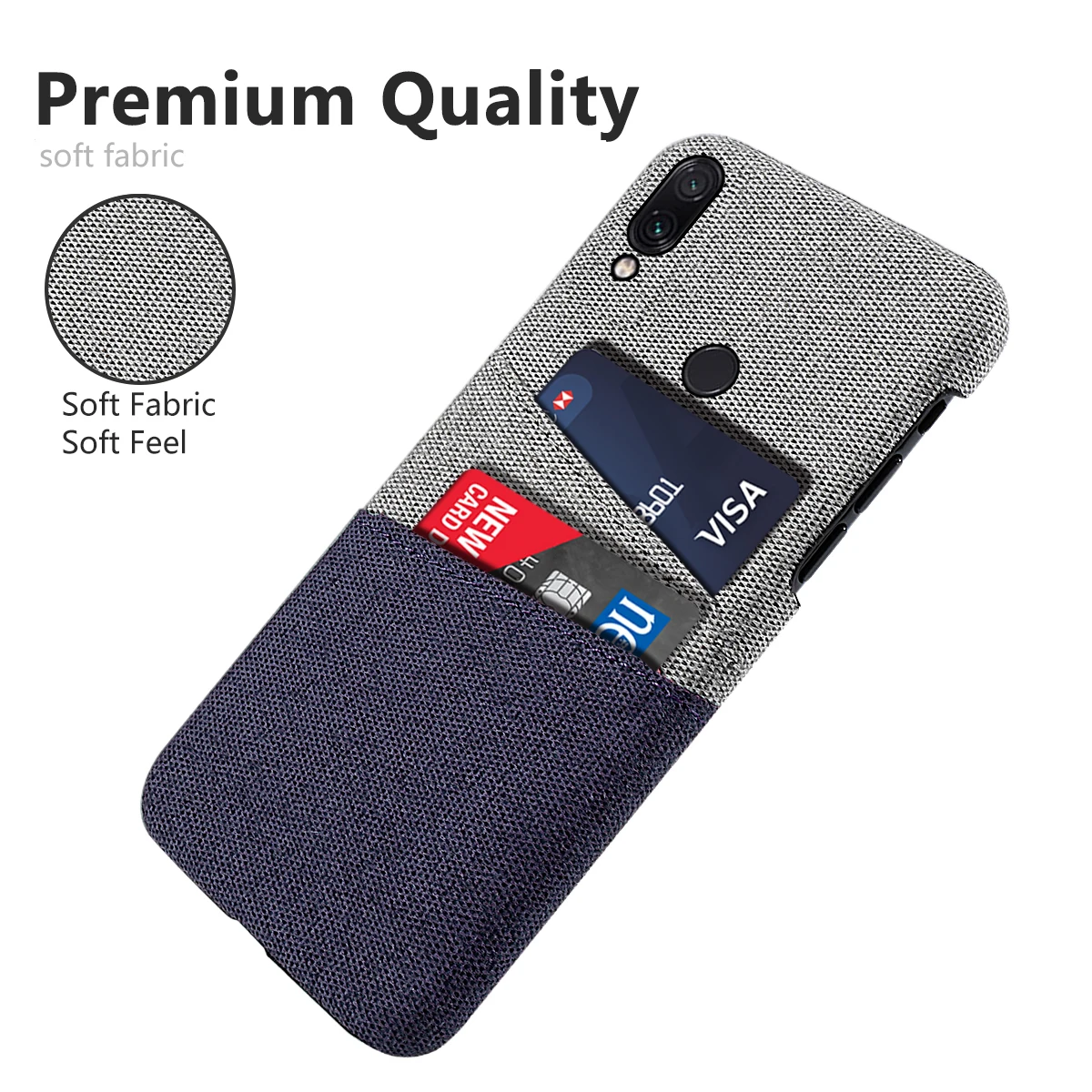 For Xiaomi Redmi Note 7 Pro Case Ultra Slim Hard PC Protective Cloth Cover with 2 Cards Slots Shockproof Fundas for GO |
