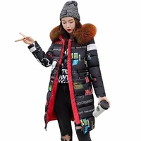women winter coat hooded down jacket 2018 raccoon fur collar thicken both sides wear cotton parkas plus size 3xl outerwear ls054