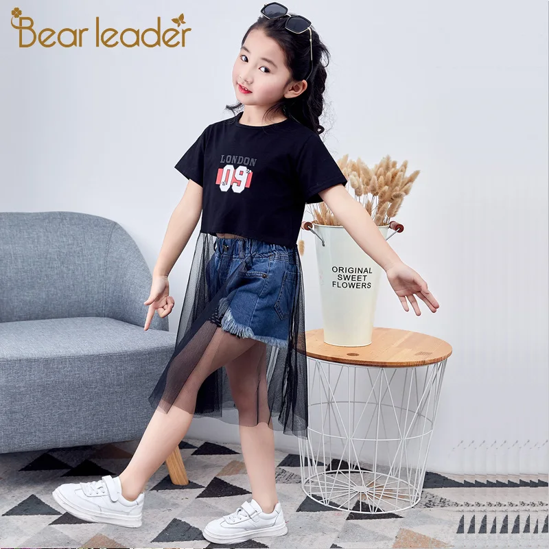 Платье для девочки Bear Leader летнее Сетчатое платье-футболка с коротким рукавом