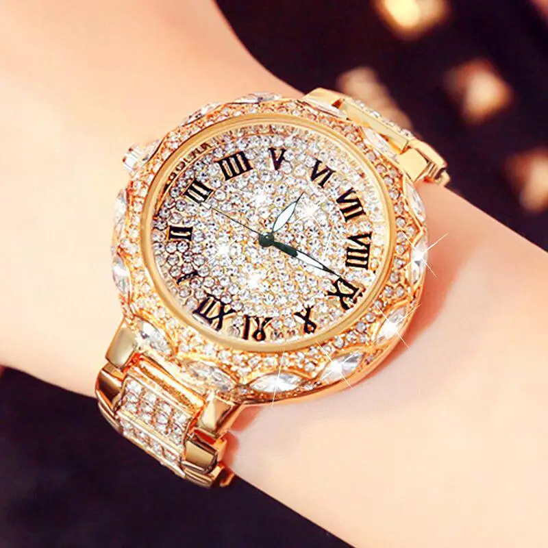 2019 женские новые часы с яркими украшениями Bling Роскошные Аналоговые кварцевые