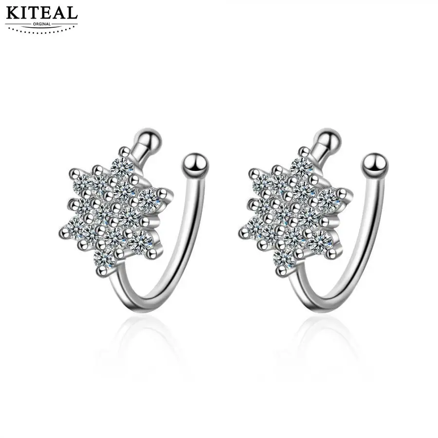 KITEAL 925 exo посеребренные девичьи Ожерелья Подвески Снежинка безушные клипсы для
