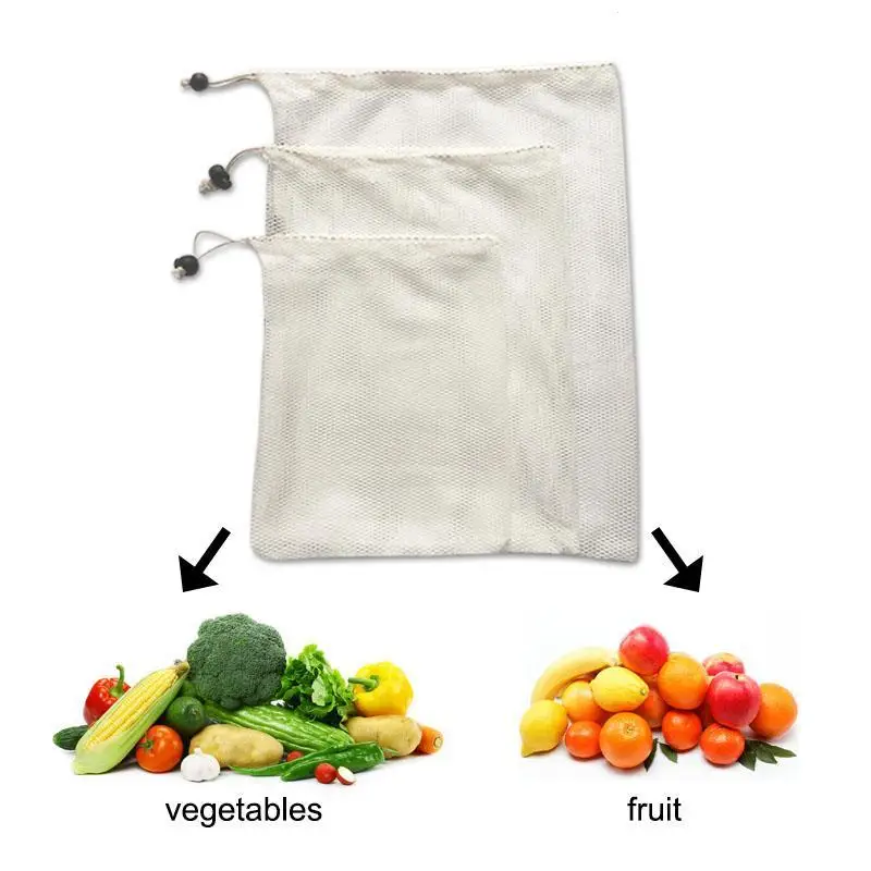 Reusable Mesh Produce Bag Washable Eco Friendly Bags For Fruit Vegetable Potato Garlic Onion Grocery Portable Shopping Pouch A30 | Дом и сад