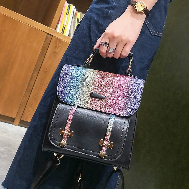 

Fashion PU shoulder bag female 2019 new student sequin travel bag trend bags handbags messenger bag DXM290