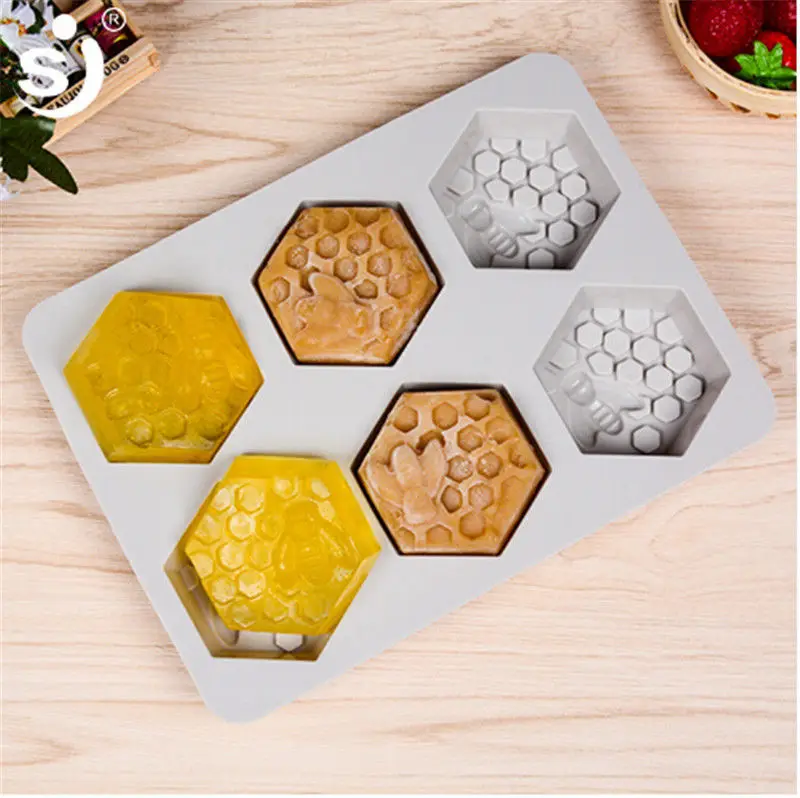 Медовая пчела силиконовая 6 отверстий прессформы мыло Смола Глина Воск плесень