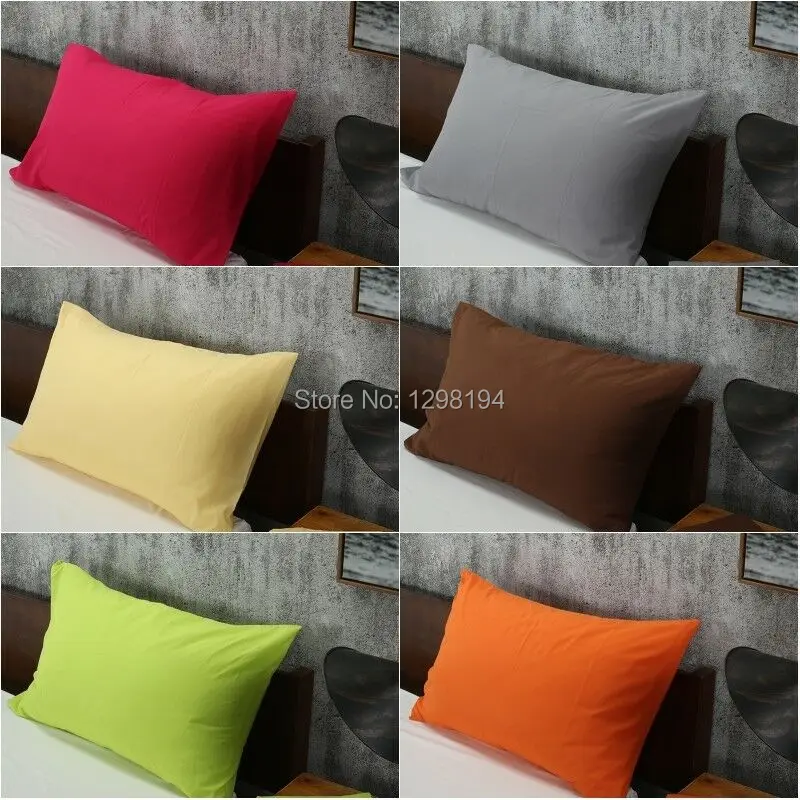 

2PCS=1Pair Solid Color Bed Pillow Case Pillowcases Bedding Bedroom Pillow Cover Standard Queen Size White Green Gray Yellow