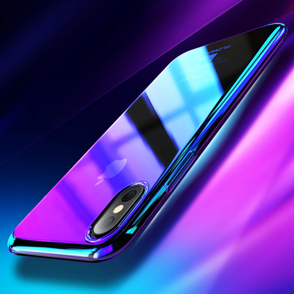 FLOVEME градиентные чехлы для телефонов iPhone XS Max XR Blue Ray чехол ультра тонкий жесткий
