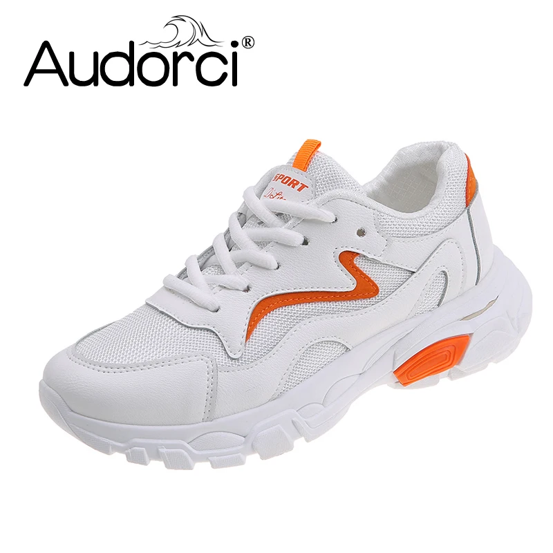 Audorci/2019 г. весенние модные женские повседневные кроссовки Женская Белая обувь на