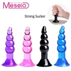 Meselo бисерные анальные интимные игрушки для женщин и мужчин силиконовая присоска база Анальная пробка для взрослых игра для пары флирт присоска анус вилка игрушка