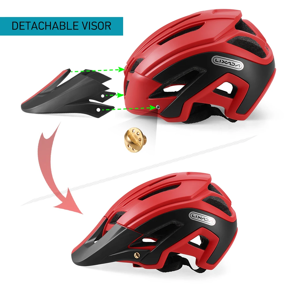 Велосипедный шлем Lixada со съемным козырьком Регулируемый Casco Ciclism 16 Vent MTB защитный