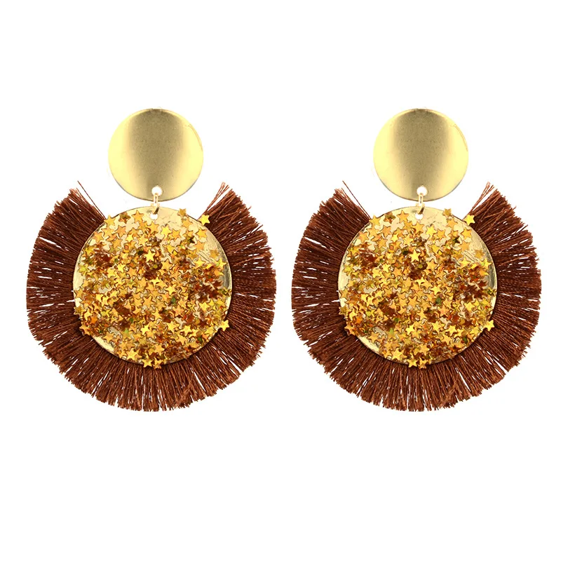Новые модные серьги с кисточками для женщин Brincos Boho Эффектные Кисти Круглый