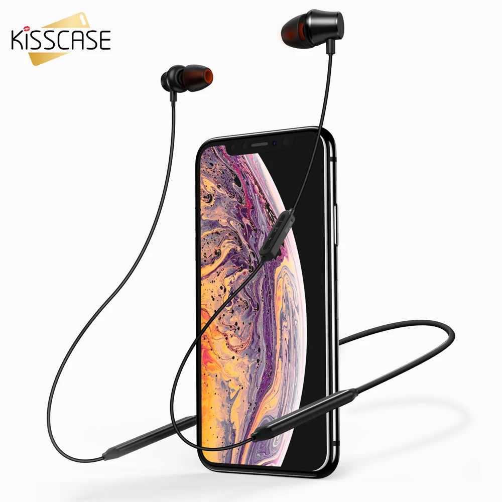 KISSCASE беспроводные Bluetooth наушники спортивные с микрофоном стерео auriculares bluetooth для