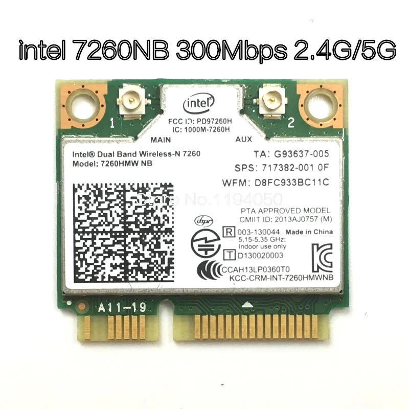 Беспроводная Двухдиапазонная Wi Fi карта Intel 7260 NB 7260HMW Mini PCI E 300 Мбит/с 802.11N 2 4G/5 ГГц