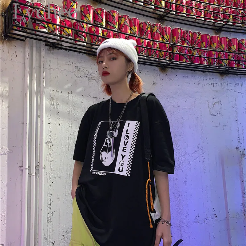 Личи Harajuku в клетку без рукавов с буквенным принтом женская футболка повседневные