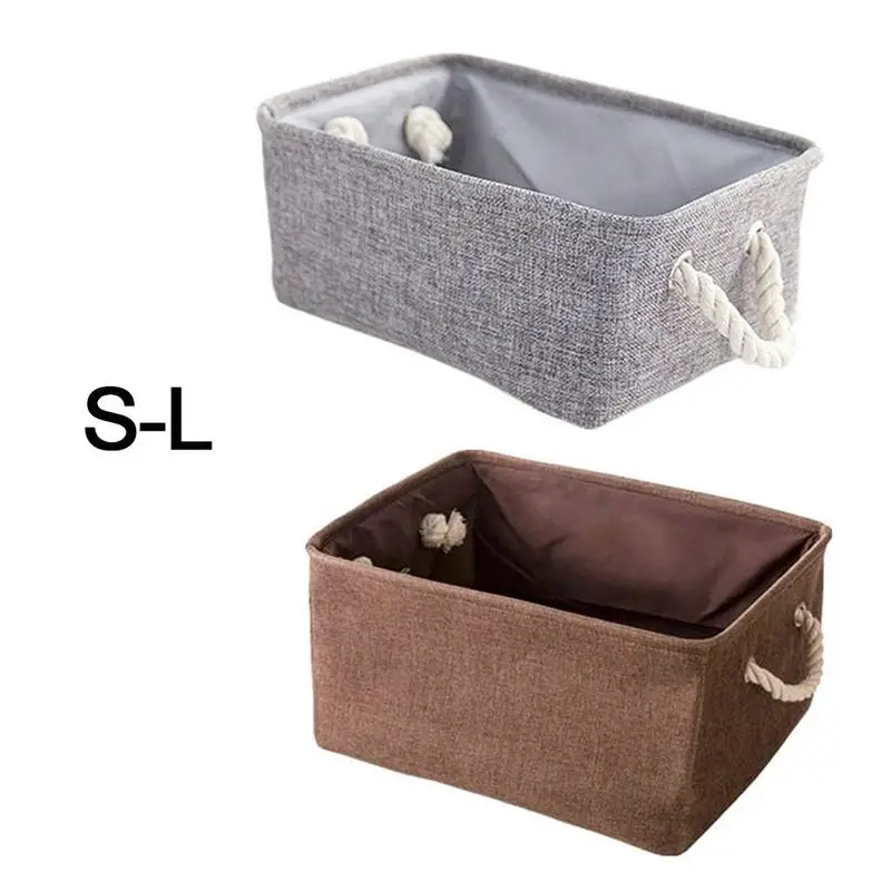 Japan Korea Style Linen Canvas Clothes Storage Box Finishing Case Simple Desktop Daily Supplies Blouse Basket Brown | Дом и сад