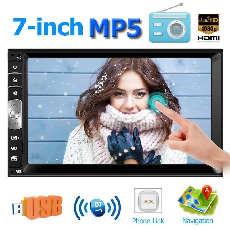 7 0 дюймов HD Touch 2DIN Автомагнитола для автомобиля стерео Мультимедиа MP5 плеер вид