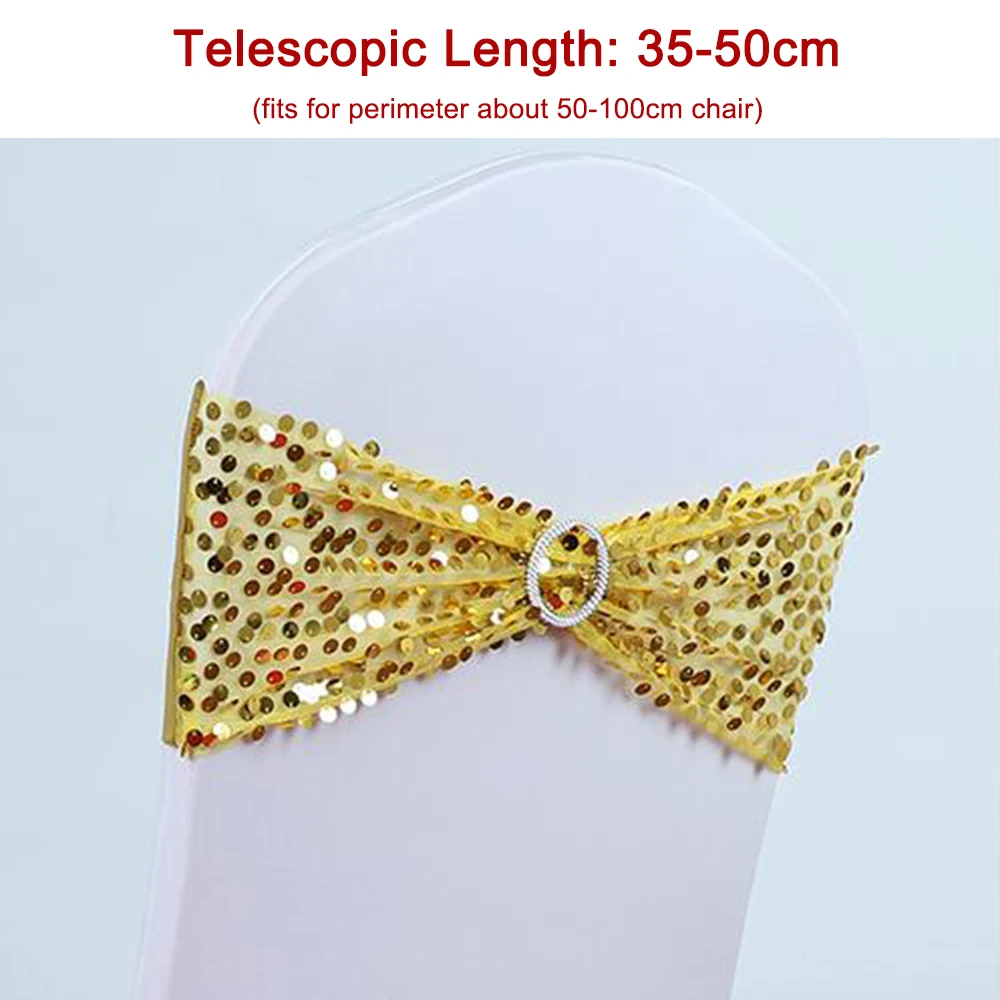 Эластичный Блестящий стул галстуки бабочки принадлежности для отеля золотой с