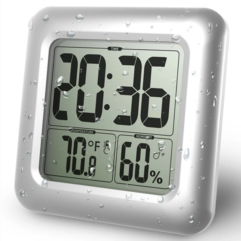 ABFY LCD часы с измерителем температуры и влажности ванная комната/Кухня