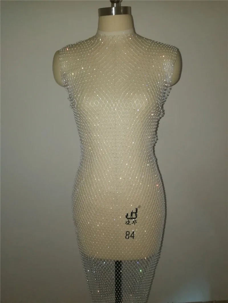 2019 Black Rhinestone Mesh Party Sequins Tank Dress Women sexy Sleeveless Hollow Out Bodycon Outwear Nightclub Beach Dresses | Женская