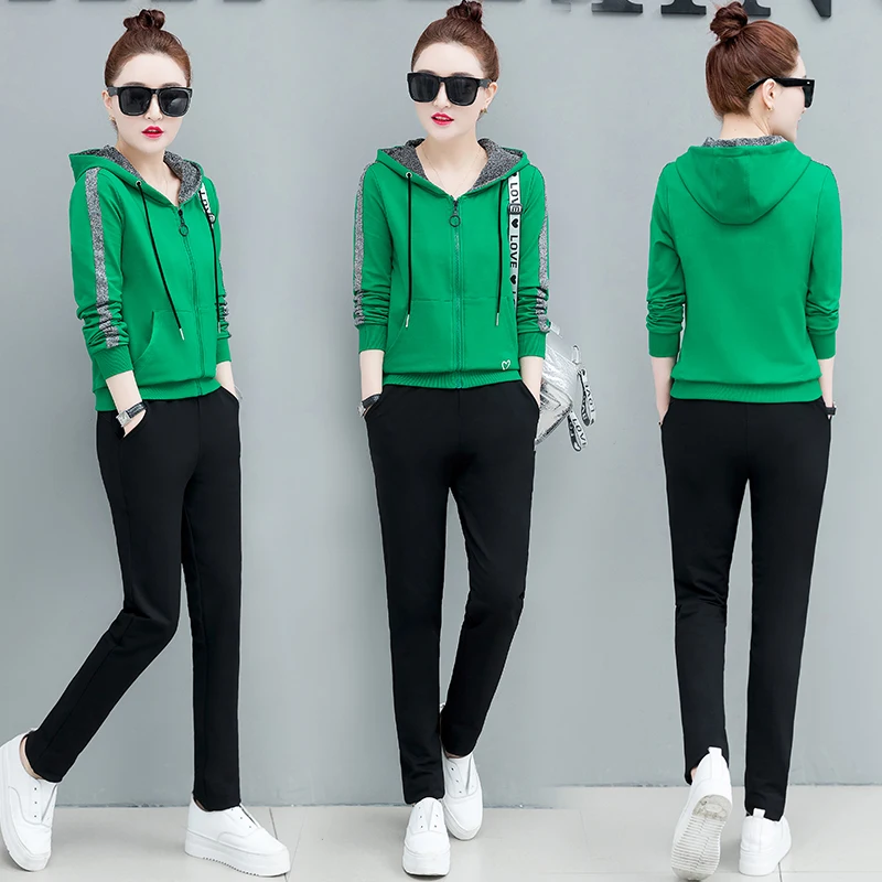 

Hoodies Pants Top Outfit Casual Two-Piece Suit Women Spring & Autumn New Korean Fashion Loose Big Yards Fleece Clothing Set