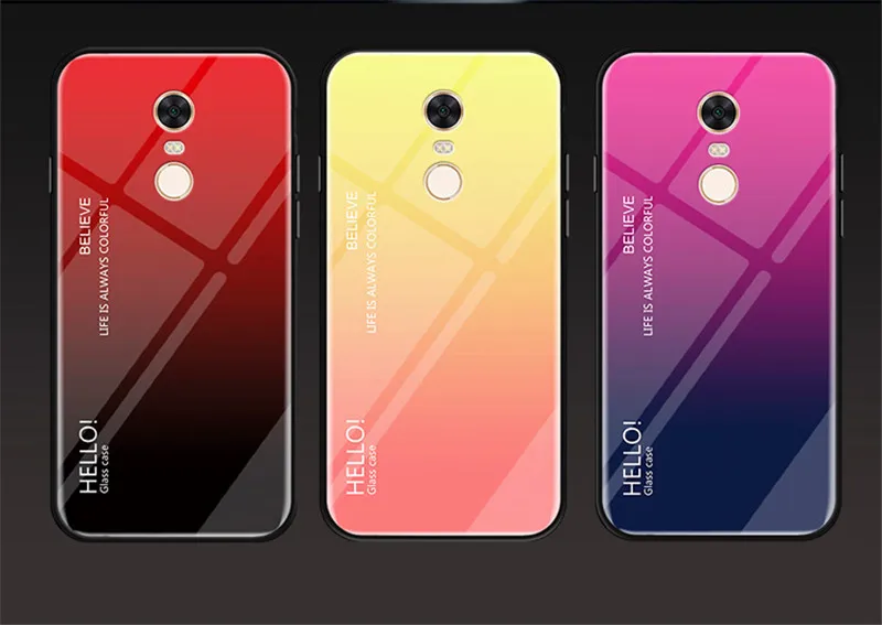 

Xiaomi Redmi 5 Plus Case Gradient Aurora Tempered Glass Colored Back Cover Phone Case for Hongmi Red Mi 5Plus Cover Protector