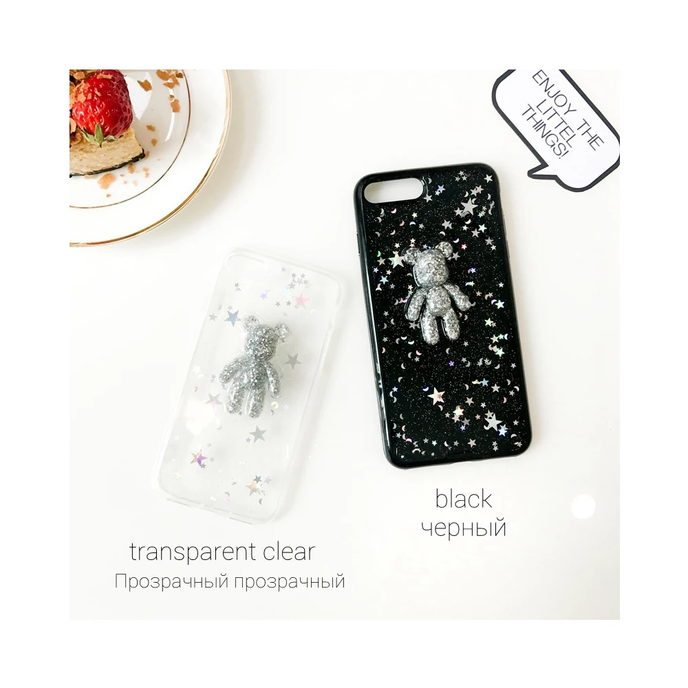 Мягкий чехол KISSCASE 3D Bear Star для iPhone 8 6 6s 7 Plus милый Блестящий силиконовый 7| |