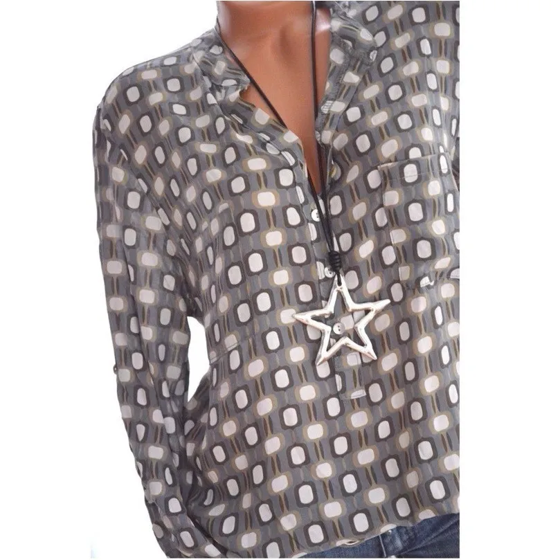 Women Shirts Summer Autumn Casual V-neck Loose Chiffon Blouse Top Camisa Feminina Long Sleeve Ladies Print Blouses Shirt |