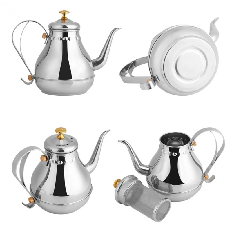 Stainless Steel Teapot Gooseneck Pour Coffee Drip Kettle Tea Filter Pot Indoor | Дом и сад