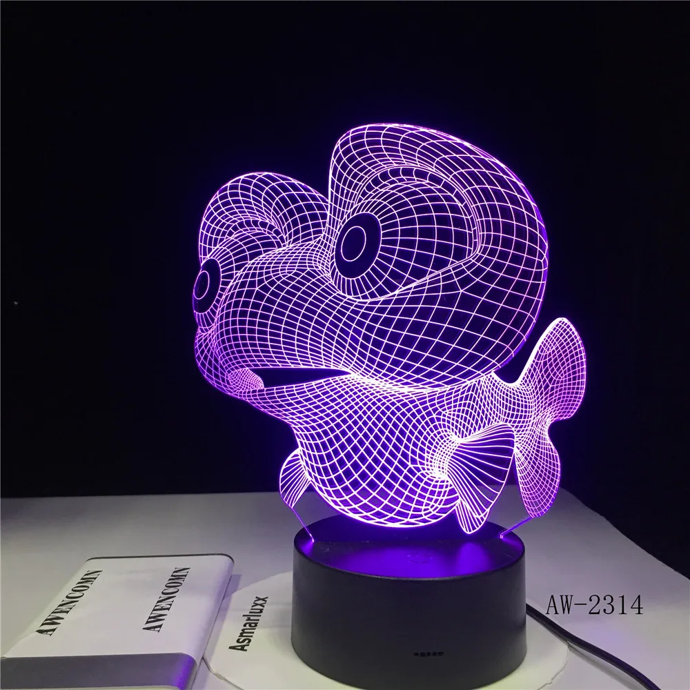 Настольная светодиодная 3d лампа в форме рыбьего глаза ночсветильник с USB 7 цветов