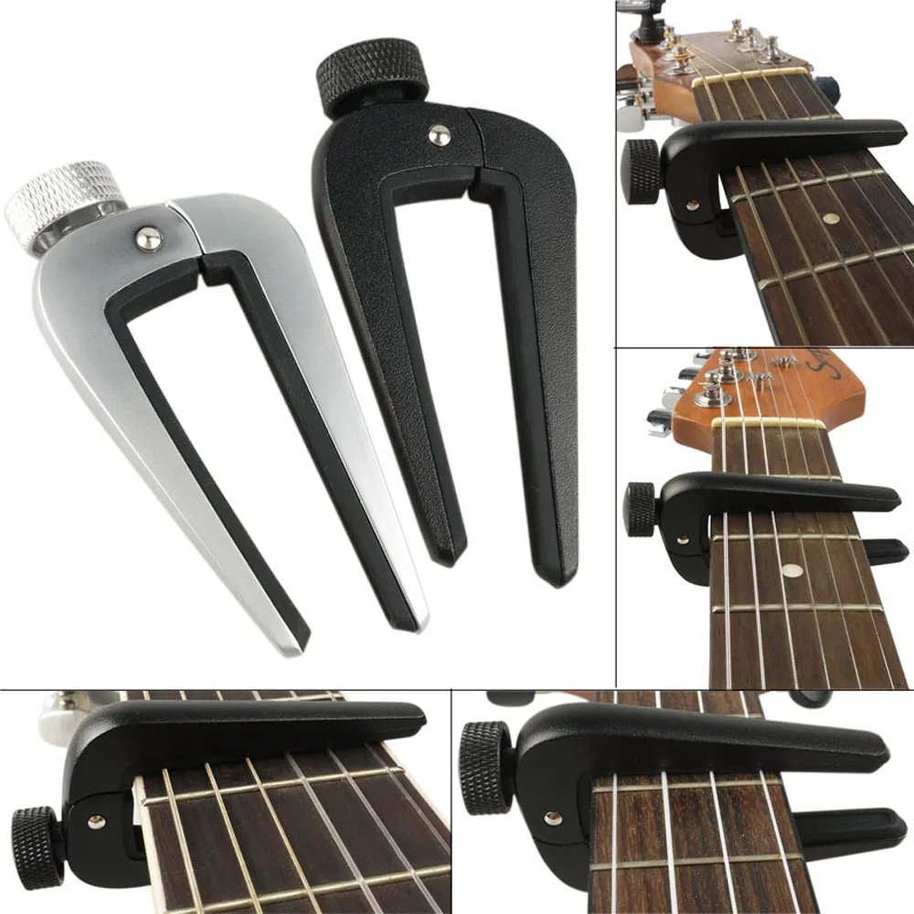 

High Quality Alloy Metal Guitar Capo Knob Silicone Protection Pad Black Silver for Acoustic Electric Guitar Ukulele Tone Adjust