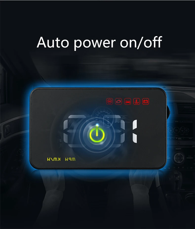 125*75*15 мм 12 в автомобильный HUD OBD2 дисплей км/ч MPH температура сигнализации