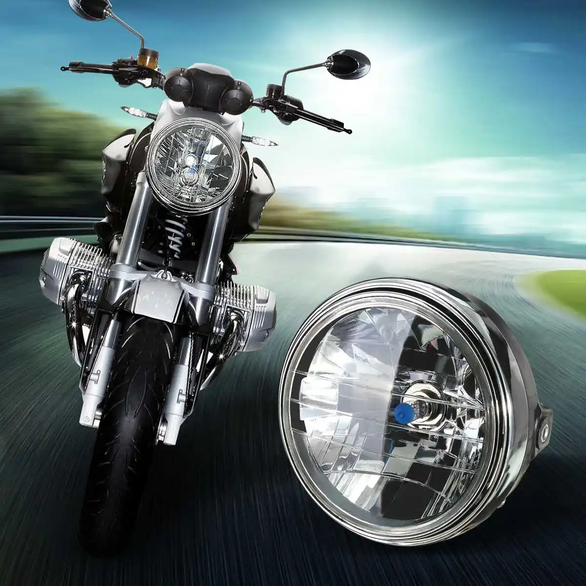 Круглая светодиодная фара для мотоцикла 7 дюймов 35 Вт H4 Honda/Kawasaki/Suzuki/Yamaha| |
