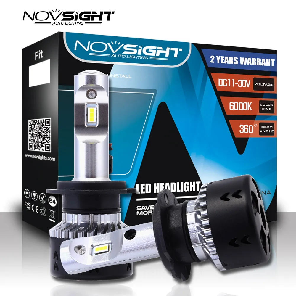 NOVSIGHT 2 шт. Светодиодная лампа для фар супер белый турбо светодиод h7 h4 h11 canbus