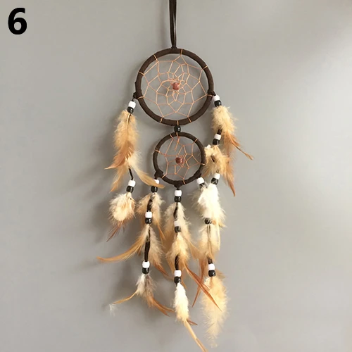 Двойной круг Ловец снов с Висячие украшения перьями украшение для