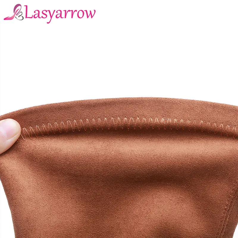 Lasyarrow/модные сапоги выше колена эластичные на высоком квадратном каблуке женские