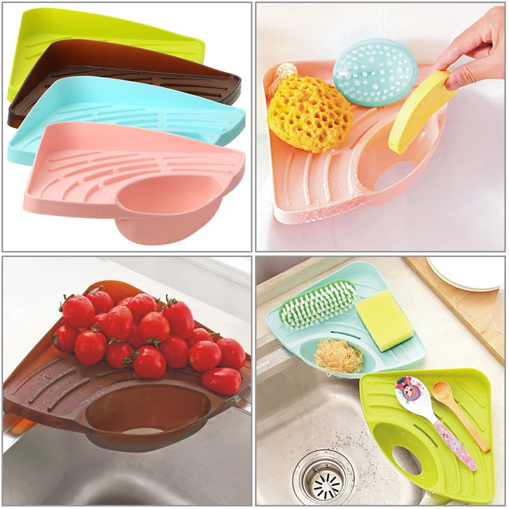 Треугольная раковина шкаф мыло полка Подставка для губки Кухня аксессуар