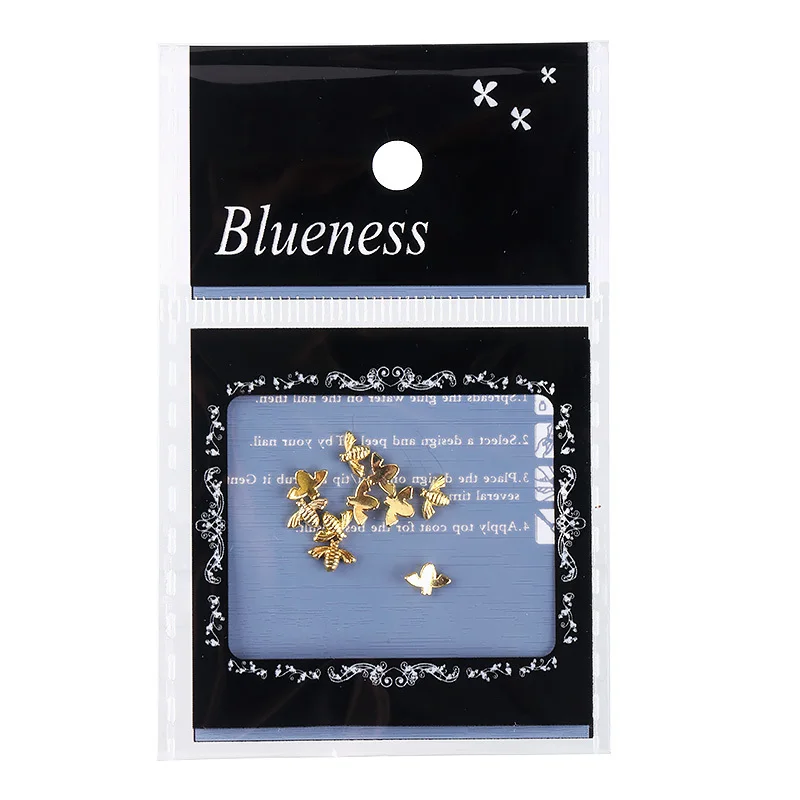 Blueness 10 шт/партия дизайн пчелы золото серебро ретро сплав ногти искусство