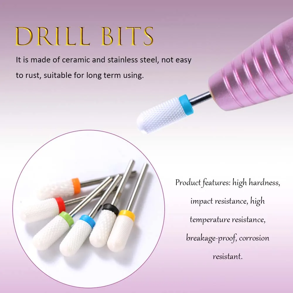 Electric Nail Drill Machine Accessory Ceramic Cuticle Clean Burr Drilling Bits Rotary Milling Cutters For Manicure Pedicure Tool | Красота и