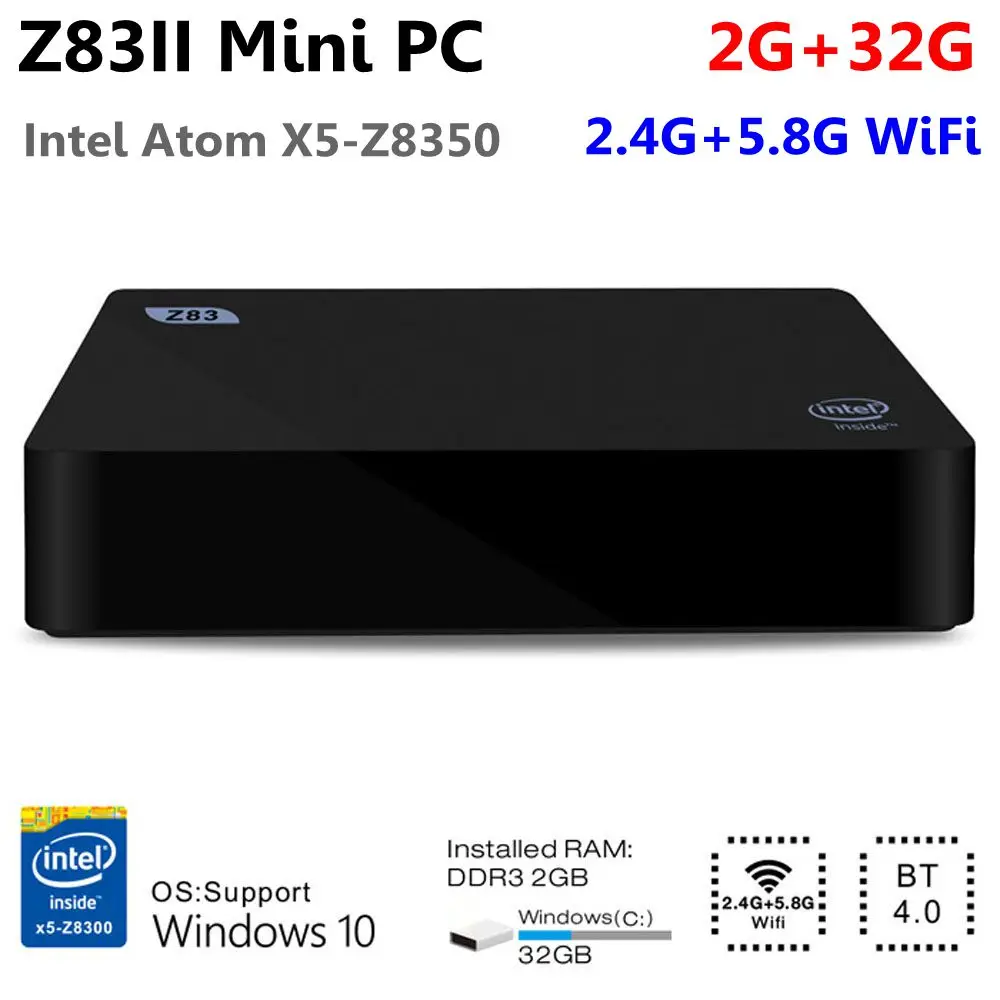 Оригинальный Z83II мини 2 Гб ОЗУ 32 ПЗУ Смарт ТВ коробка ПК Intel Atom X5-Z8350