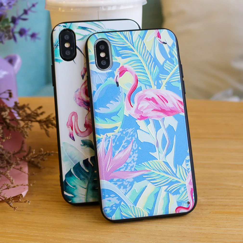 Жесткий Чехол для Iphone 7 8 X плюс 6 S XR XS Max PC полный 3D Фламинго милый мультфильм обувь