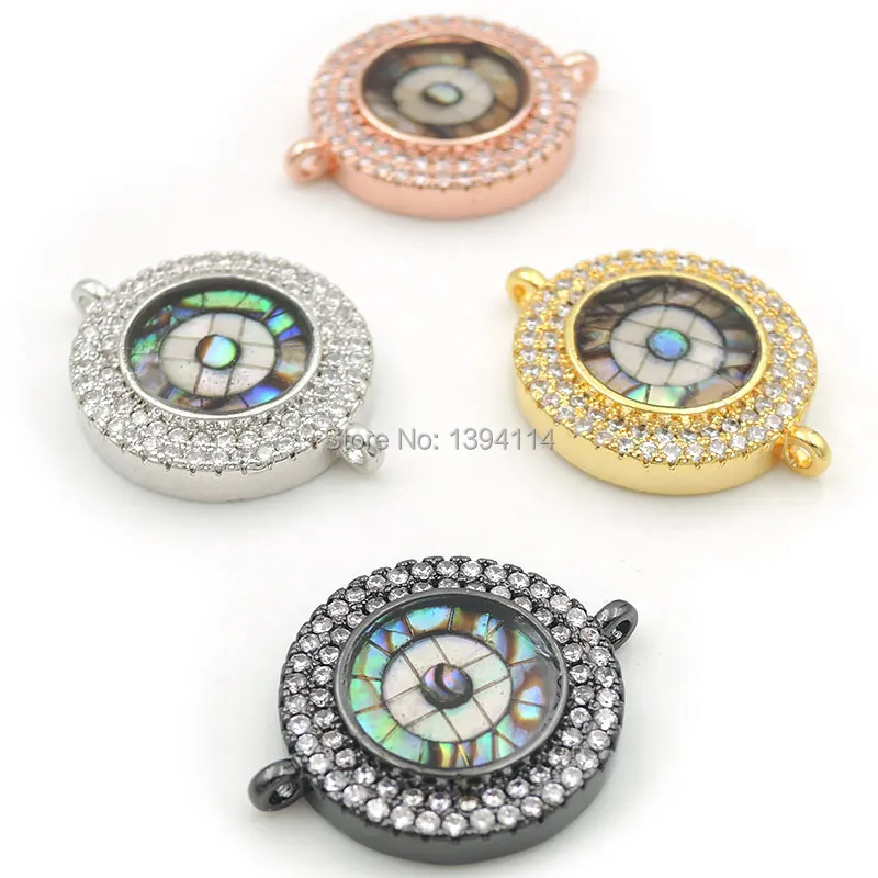 20*16*3 мм Micro Pave Clear CZ Gridding Abalone круглые соединители подходят для мужчин или женщин