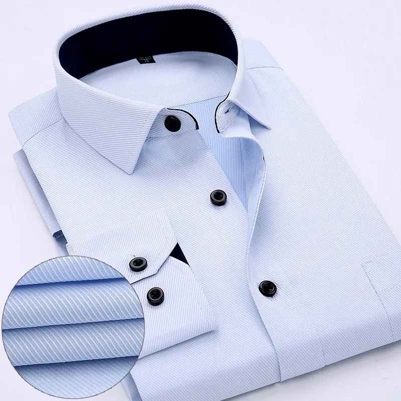 

Мужская классическая рубашка, однотонная модная брендовая мужская Рабочая Рубашка с длинным рукавом, деловые официальные повседневные фор...