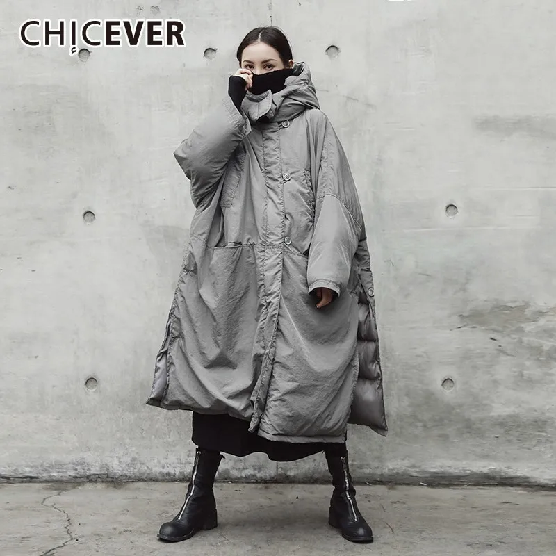 Женский пуховик CHICEVER зимний с капюшоном и длинным рукавом|Женские парки| |
