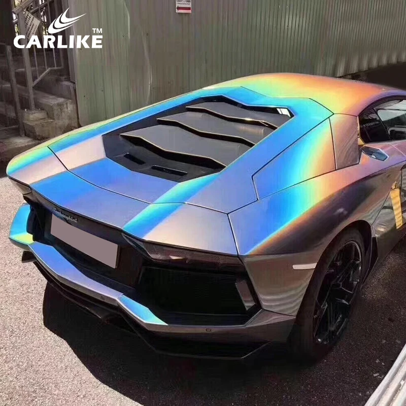 CARLIKE синий блестящий хамелеоновый лазерный винил автомобиля обёрточная бумага