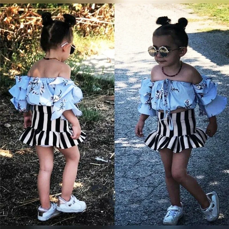 Одежда для девочек цветочный принт с открытыми плечами на бретельках