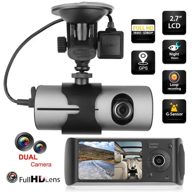 5V двойной объектив 2.7in LCD HD Автомобильная DVR камера GPS регистратор g сенсор