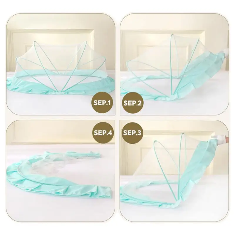 Cute Cartoon Baby Bed Crib Netting Children Mosquito Net Newborn Folding Self-expanding Tent For 0-2 Years Old | Мать и ребенок